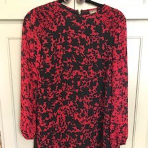 NWOT Taylor Black and Red Floral Flare Dress
